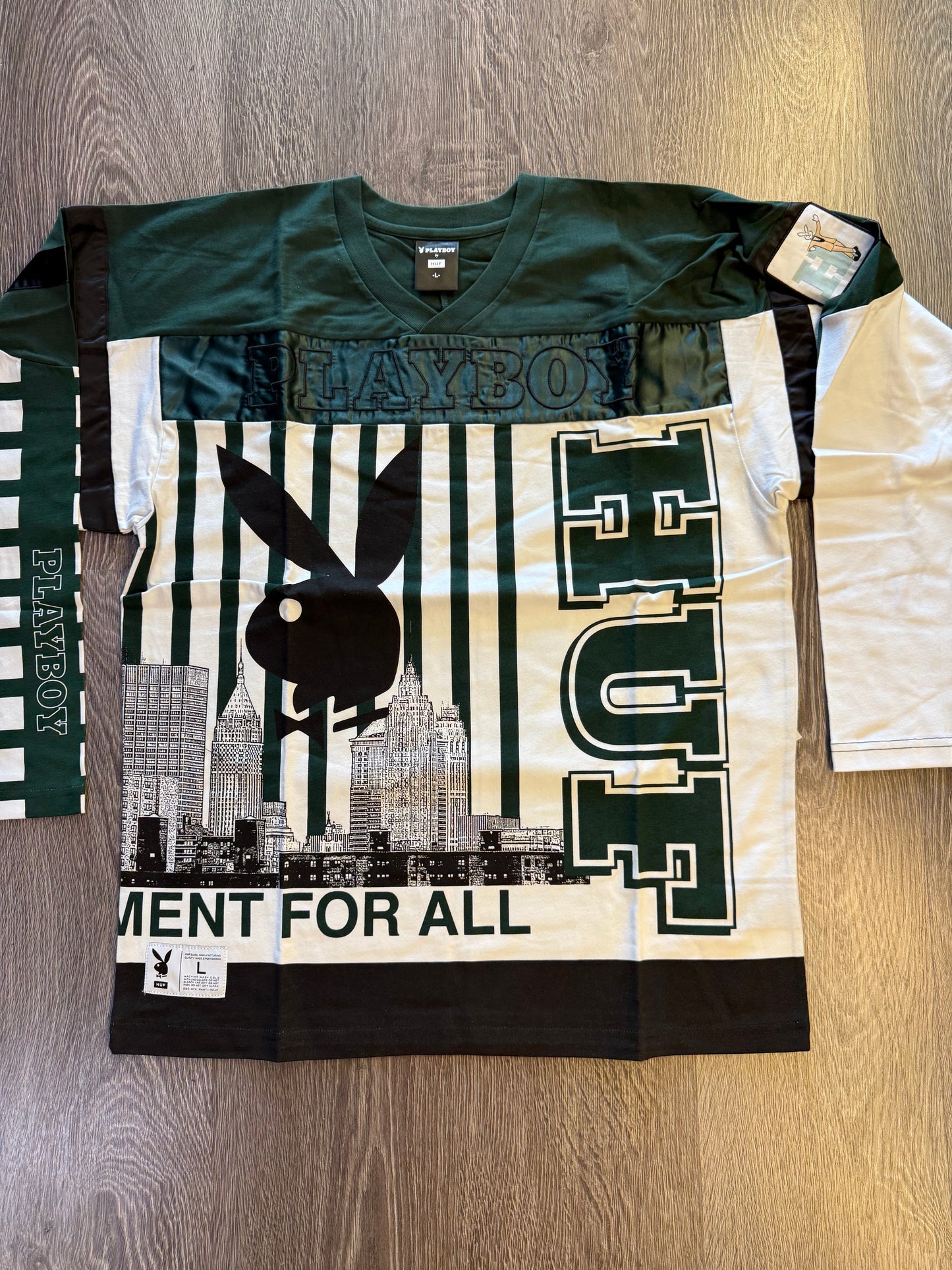 HUF Playboy green long sleeve jersey/shirt sz. L