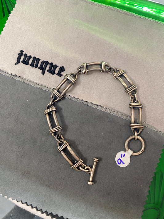 .925 Sterling Silver heavy Anchor Style Bracelet Sz 9”