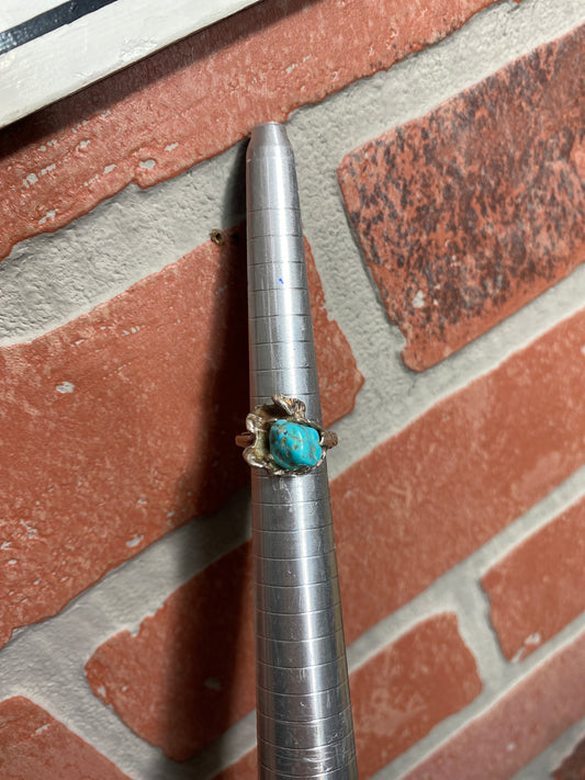 .925 Sterling Silver Turquoise Rock Cocktail Ring Sz 5.5”