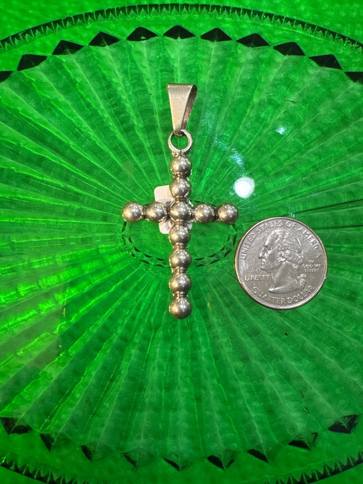 .925 Sterling Silver cross dot pendant