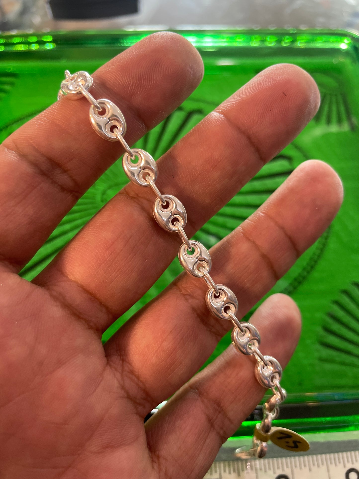 .925 sterling silver Gucci puff link bracelet 7.5 inch