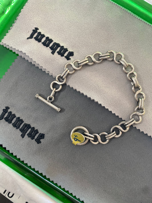 .925 Sterling Silver Anchor Infinity Link Bracelet Sz 9”