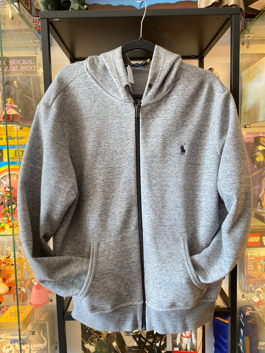 Polo Ralph Lauren Light Heather Grey Zip Up Hoodie Sz Large