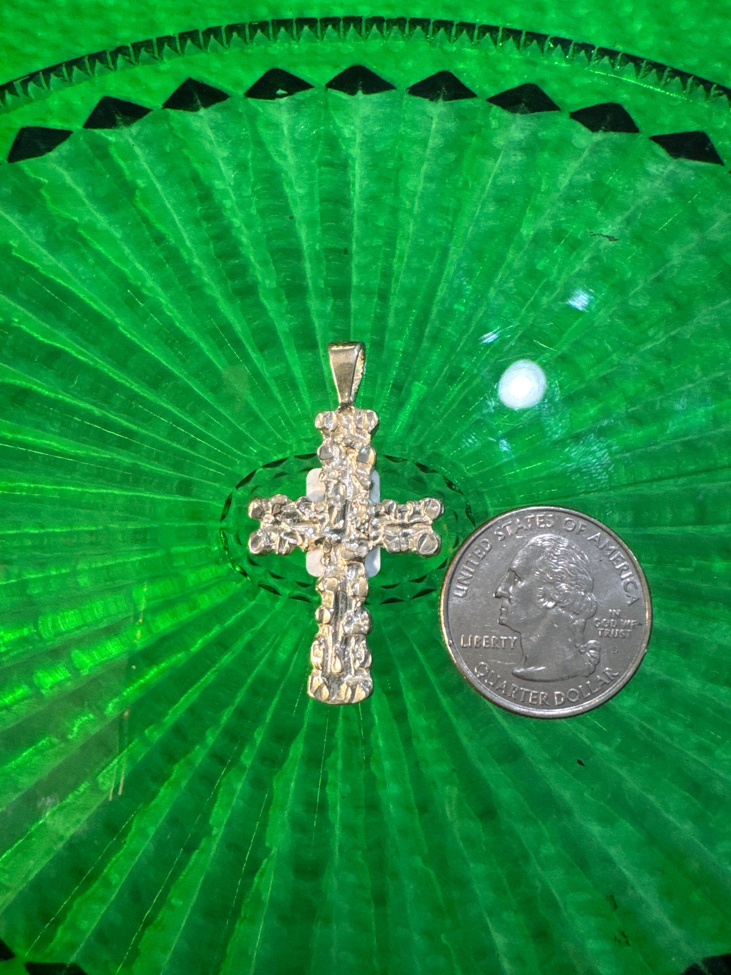 .925 Sterling Silver nugget cross pendent