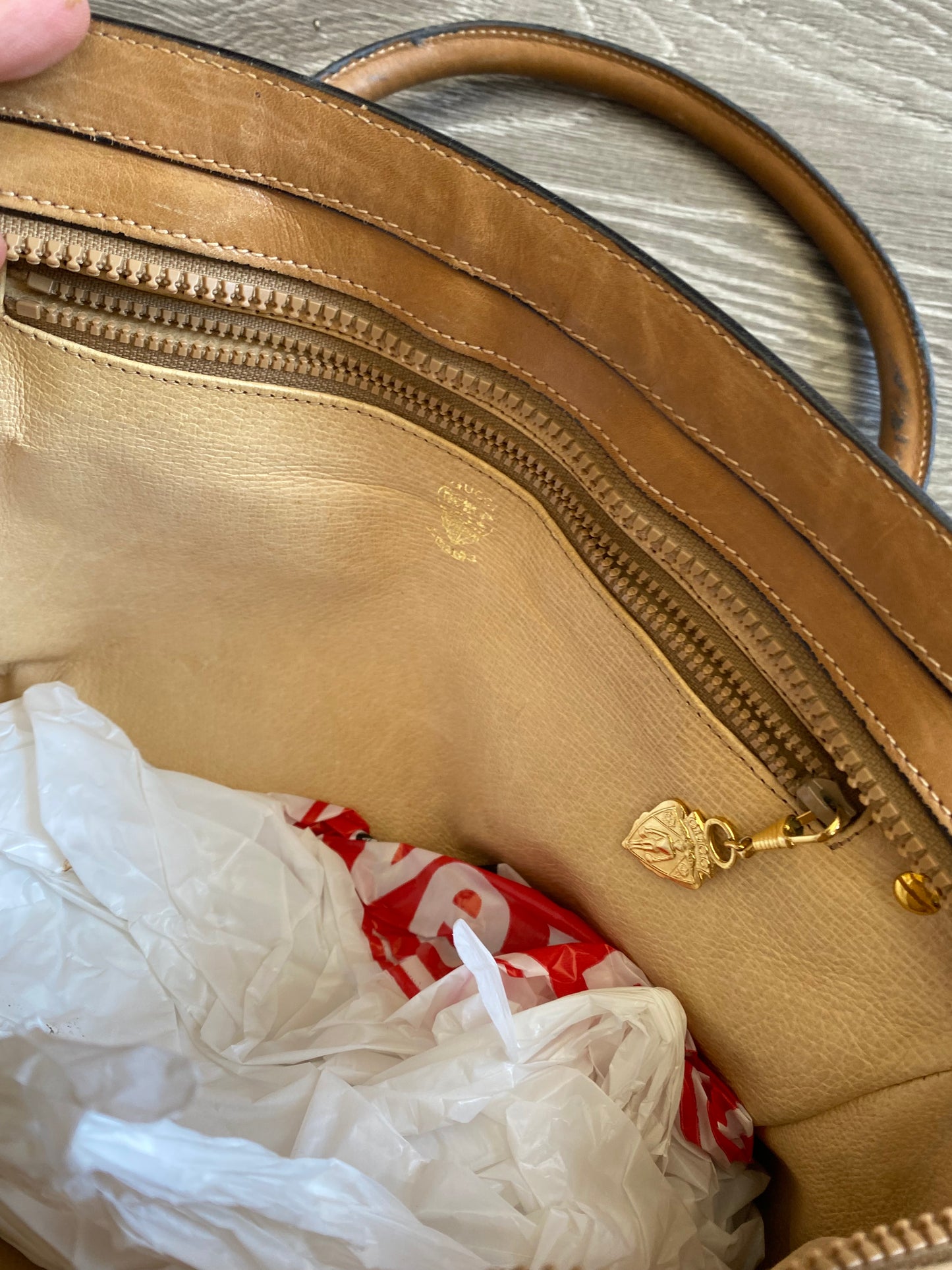 Vintage Gucci Micro GG Canvas Top Handle Leather Hand Bag Handbag Purse Light Brown
