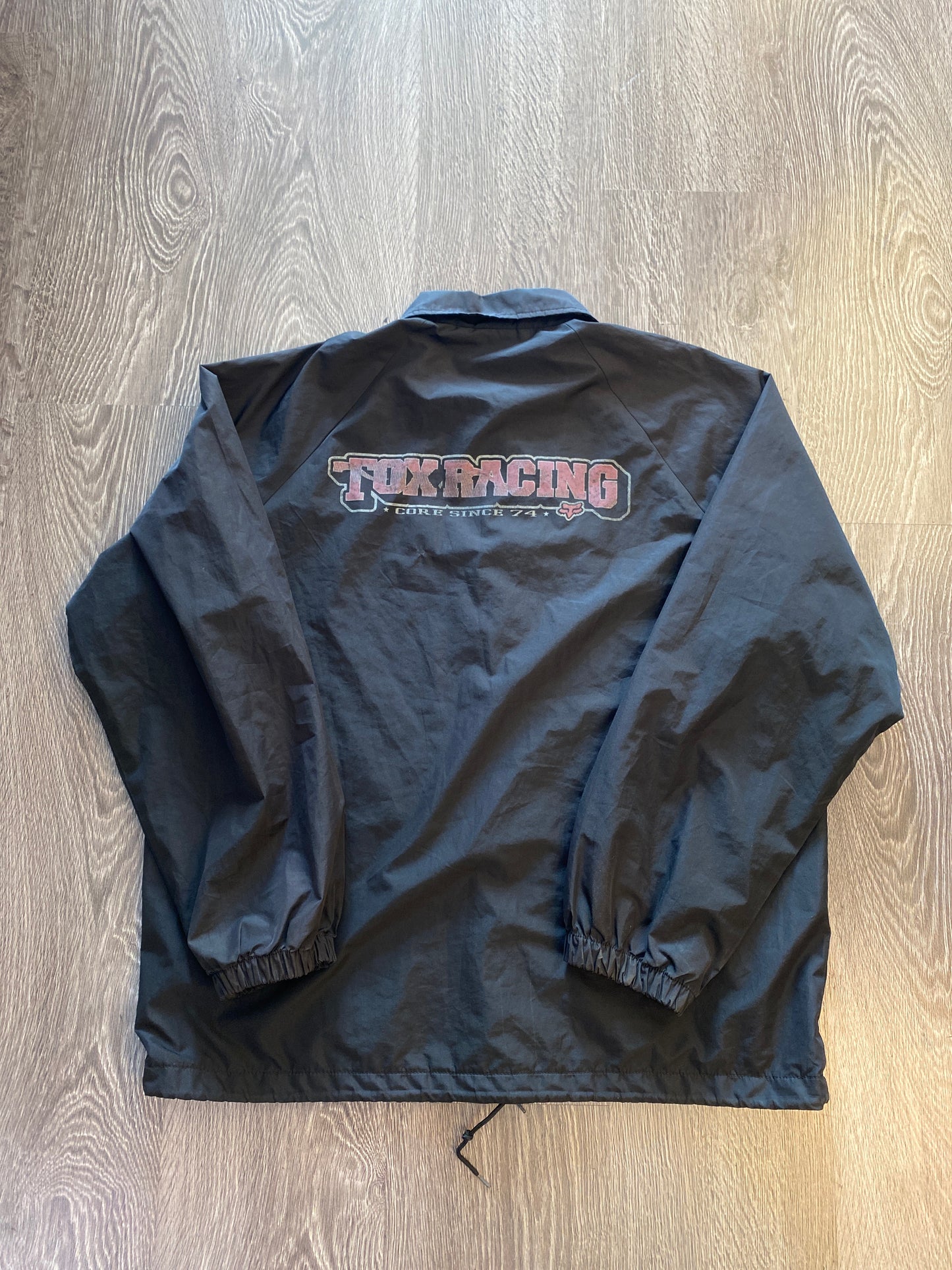 Vintage Y2K Fox Racing Motorsports Coach Jacket Black Sz Large