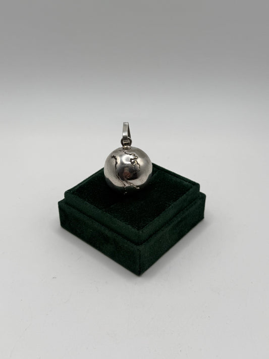 .925 Sterling Silver Globe Earth Pendant