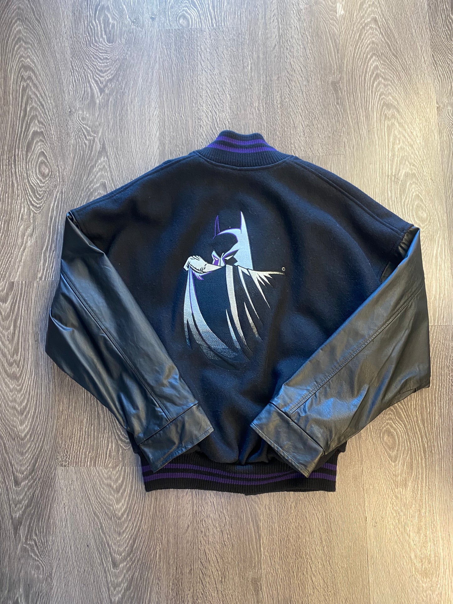 Vintage 1991 Batman Forever Varsity Jacket Black Purple Sz Medium