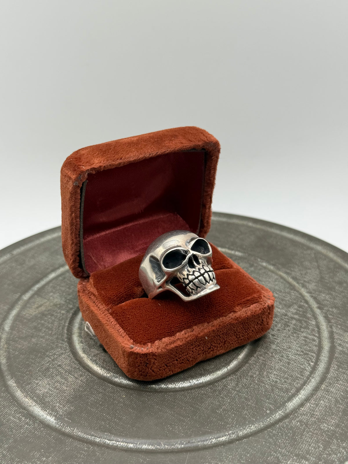 .925 Silver Tone Large Skull Statement Ring Gothic Biker Punk – Sz. 11