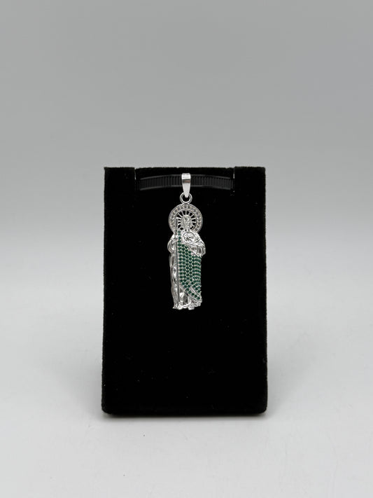 .925 Sterling Silver large San Judas pendant 1.85”