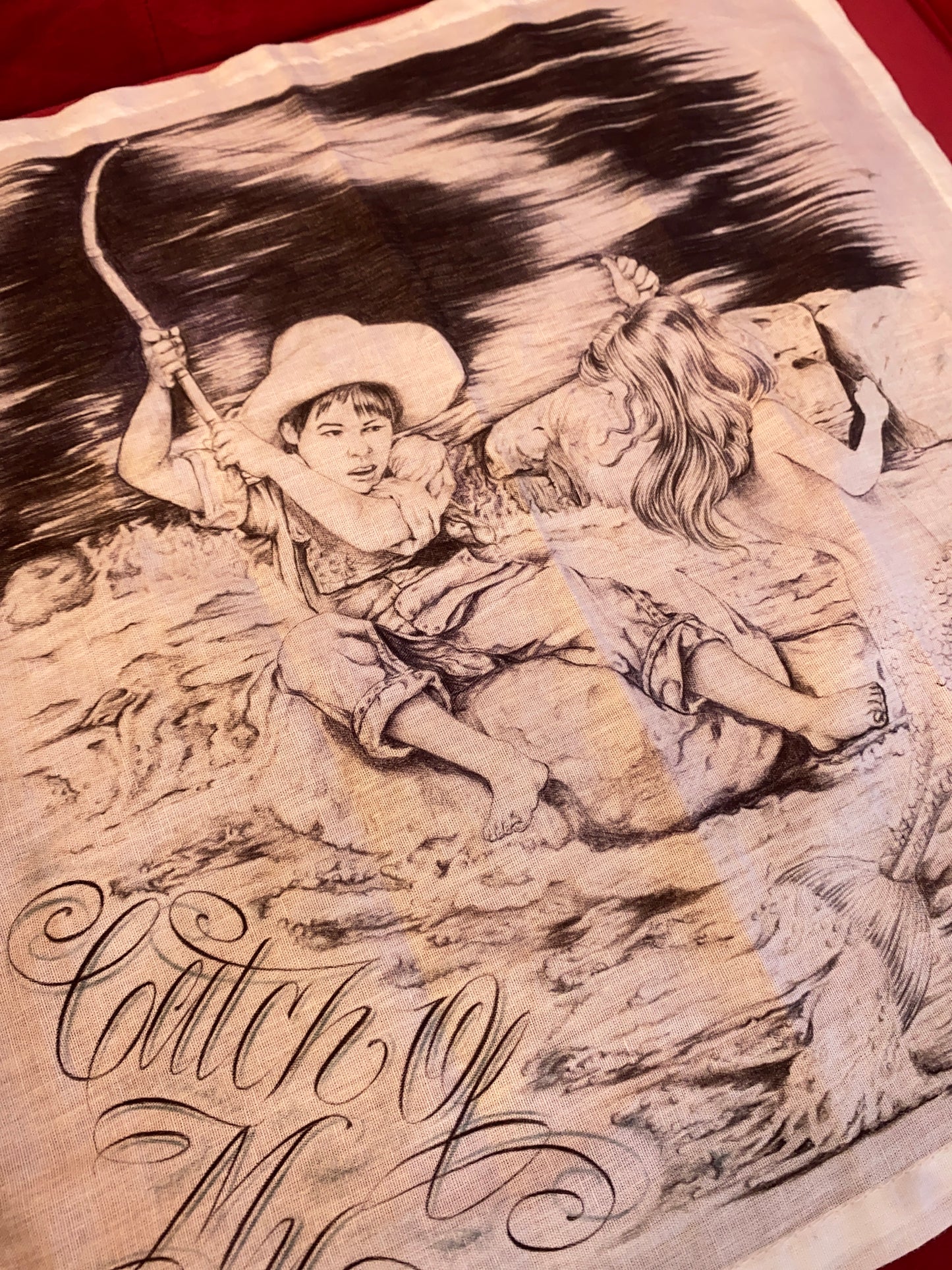 Vintage Prison Art Catch Of My Dreams Mermaid Pen On Bandana Handmade Artwork