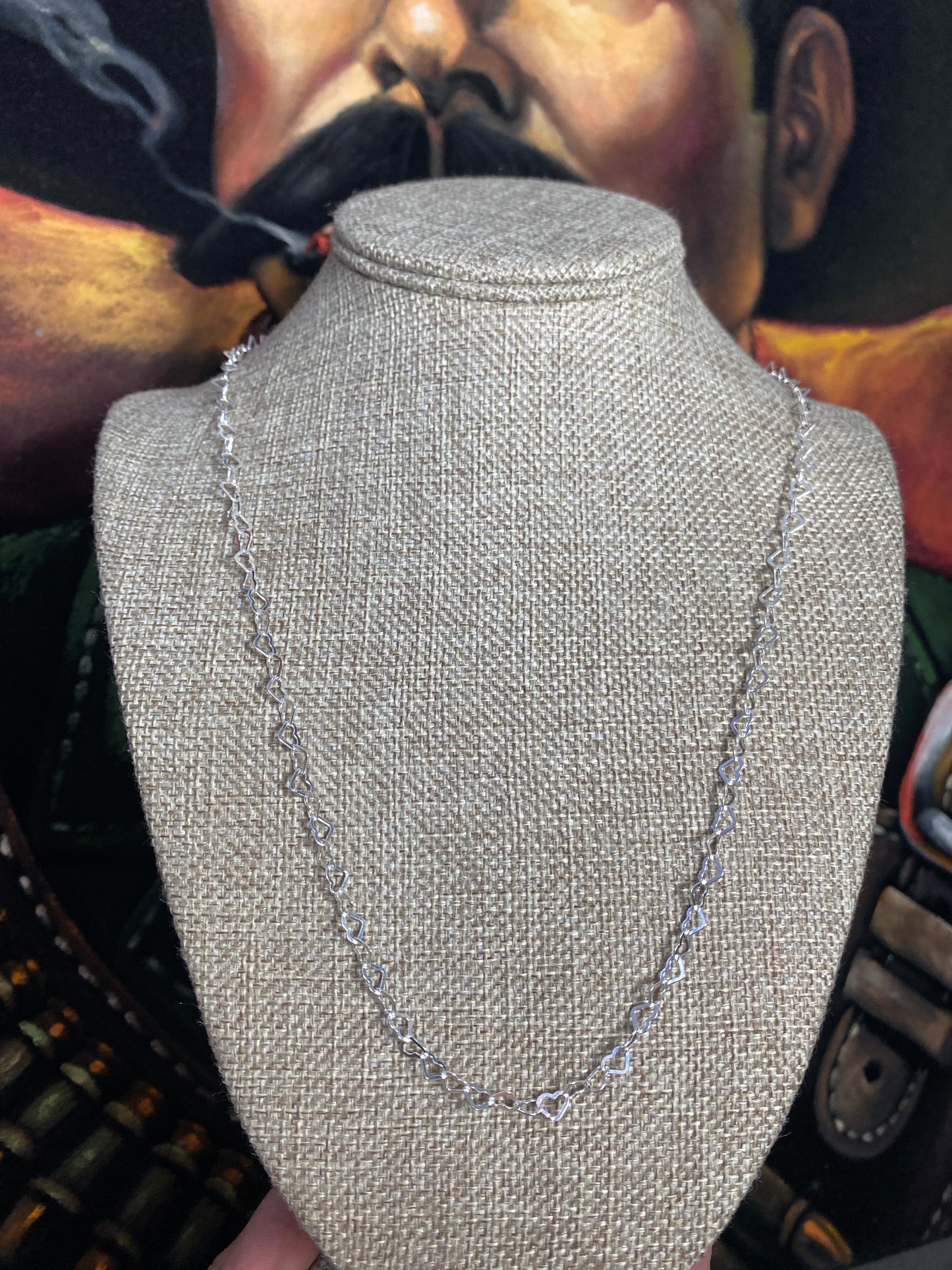 .925 Sterling Silver Heart Link Chain 24”
