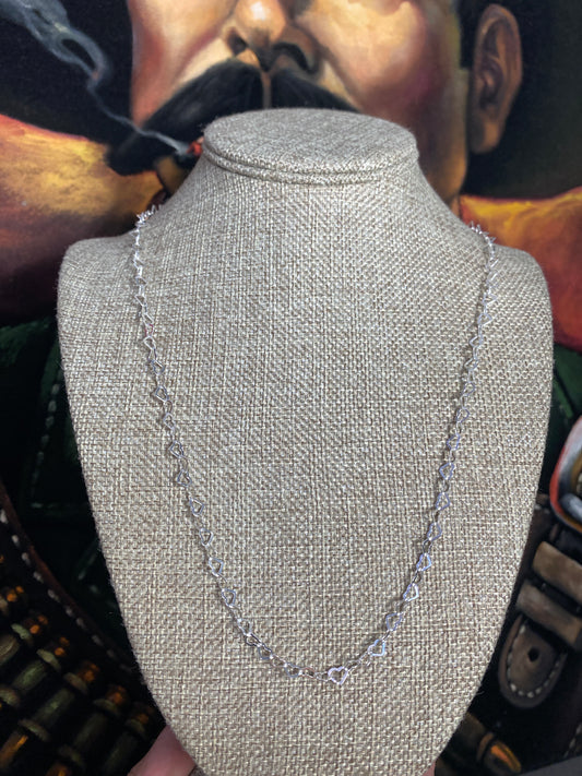 .925 Sterling Silver Heart Link Chain 24”