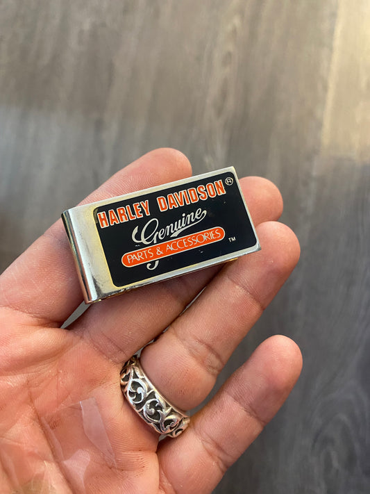 Vintage Harley Davidson Money Glip Gold Tone