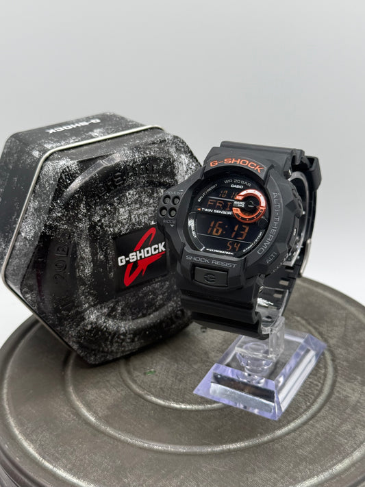 Casio G-Shock Twin Sensor Digital Watch – Black Orange Dial, Altimeter & Thermometer