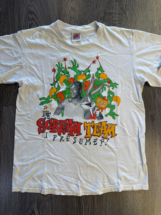 Vintage Space Jam Jordan Bugs Bunny and Marvin the Martian Scream Team shirt sz. L