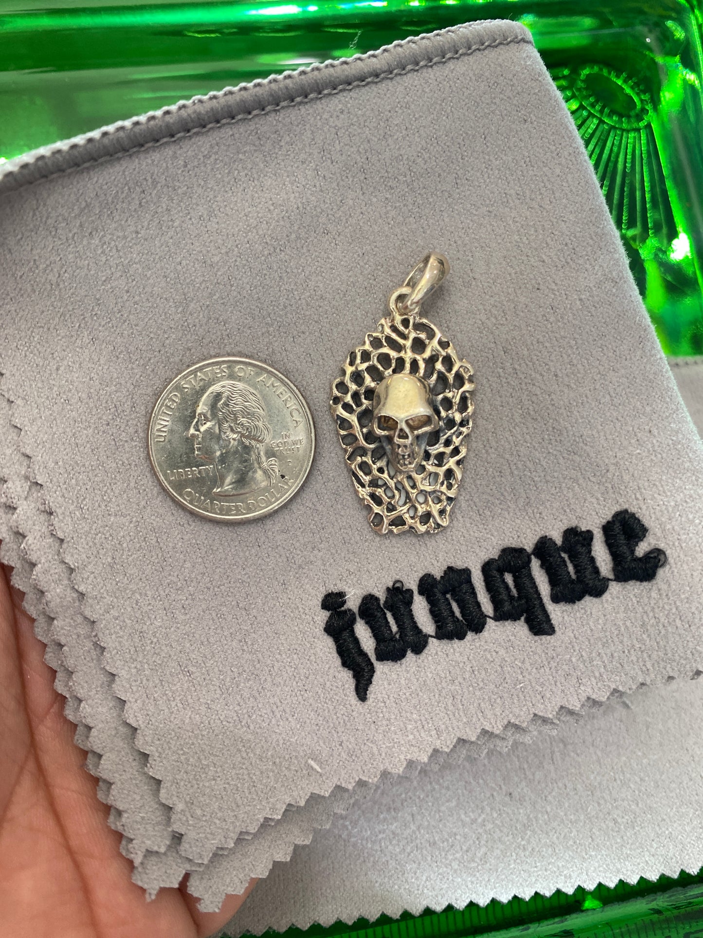 .925 Sterling Silver Aztec Mayan Turquoise Pendant