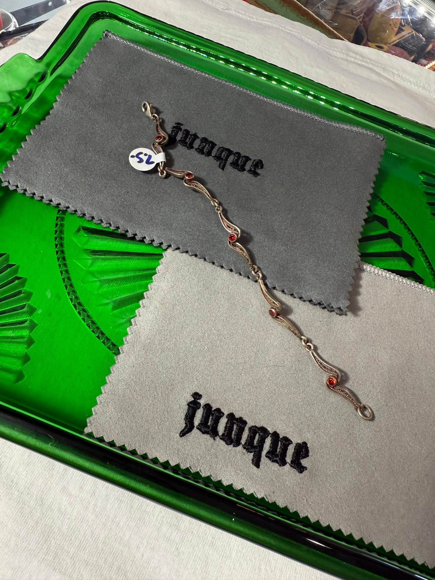 .925 Sterling Silver garnet gemstone bracelet 7.5”