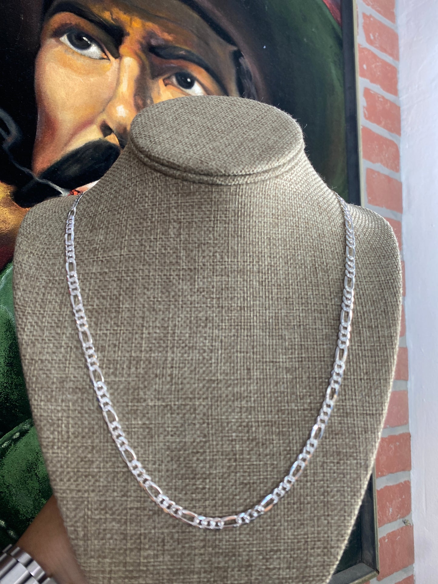.925 Sterling Silver Flat Figaro Link Chain 24”