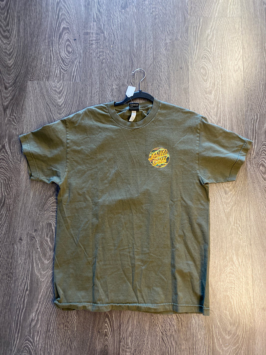 Santa Cruz Camo Logo Olive Green T-Shirt Sz Large
