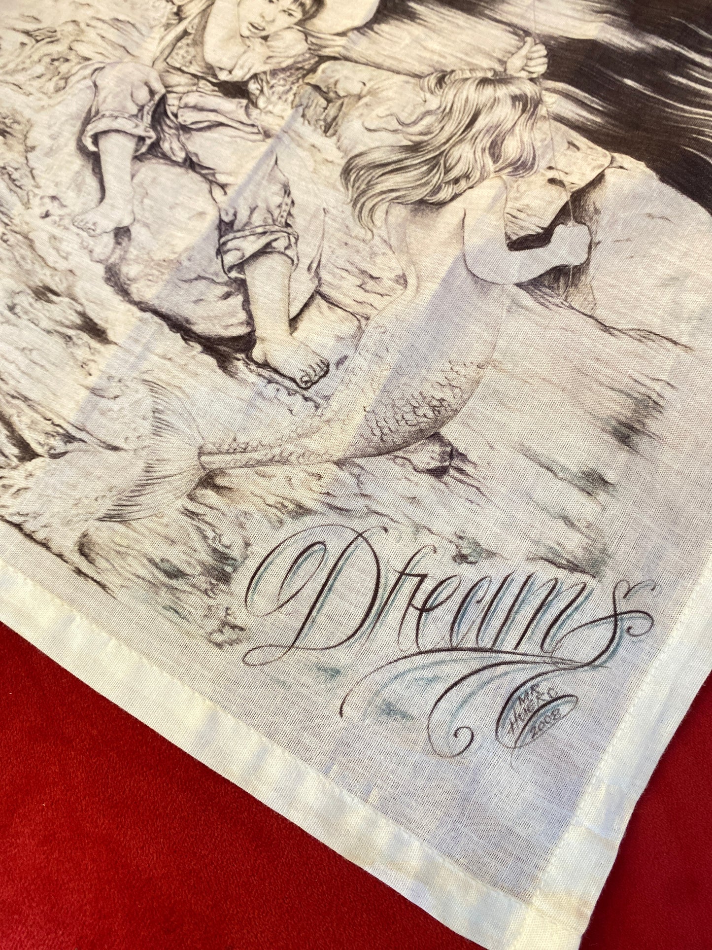Vintage Prison Art Catch Of My Dreams Mermaid Pen On Bandana Handmade Artwork