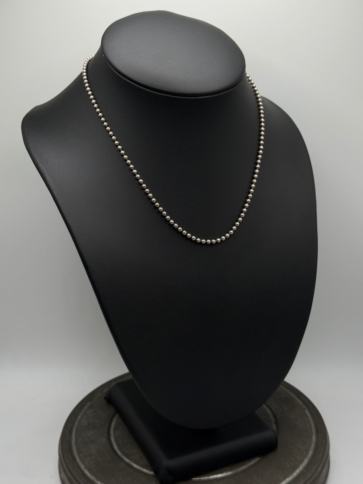 .925 Sterling Silver Beaded Ball Chain Necklace – Classic Minimalist Style 16”
