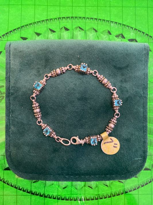 .925 Sterling Silver Stone Bracelet 7”