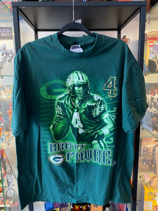 Vintage Green Bay Packers Brett Favre T-Shirt Green Sz Large