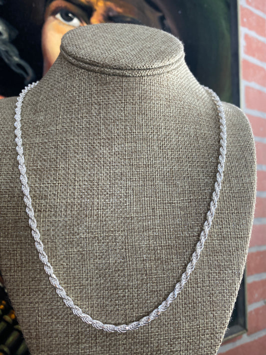 .925 Sterling Silver Rope Chain 22”