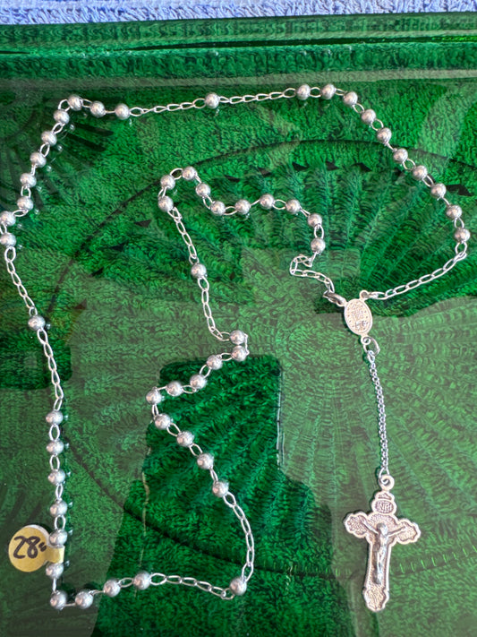 .925 Sterling Silver Rosario 28”