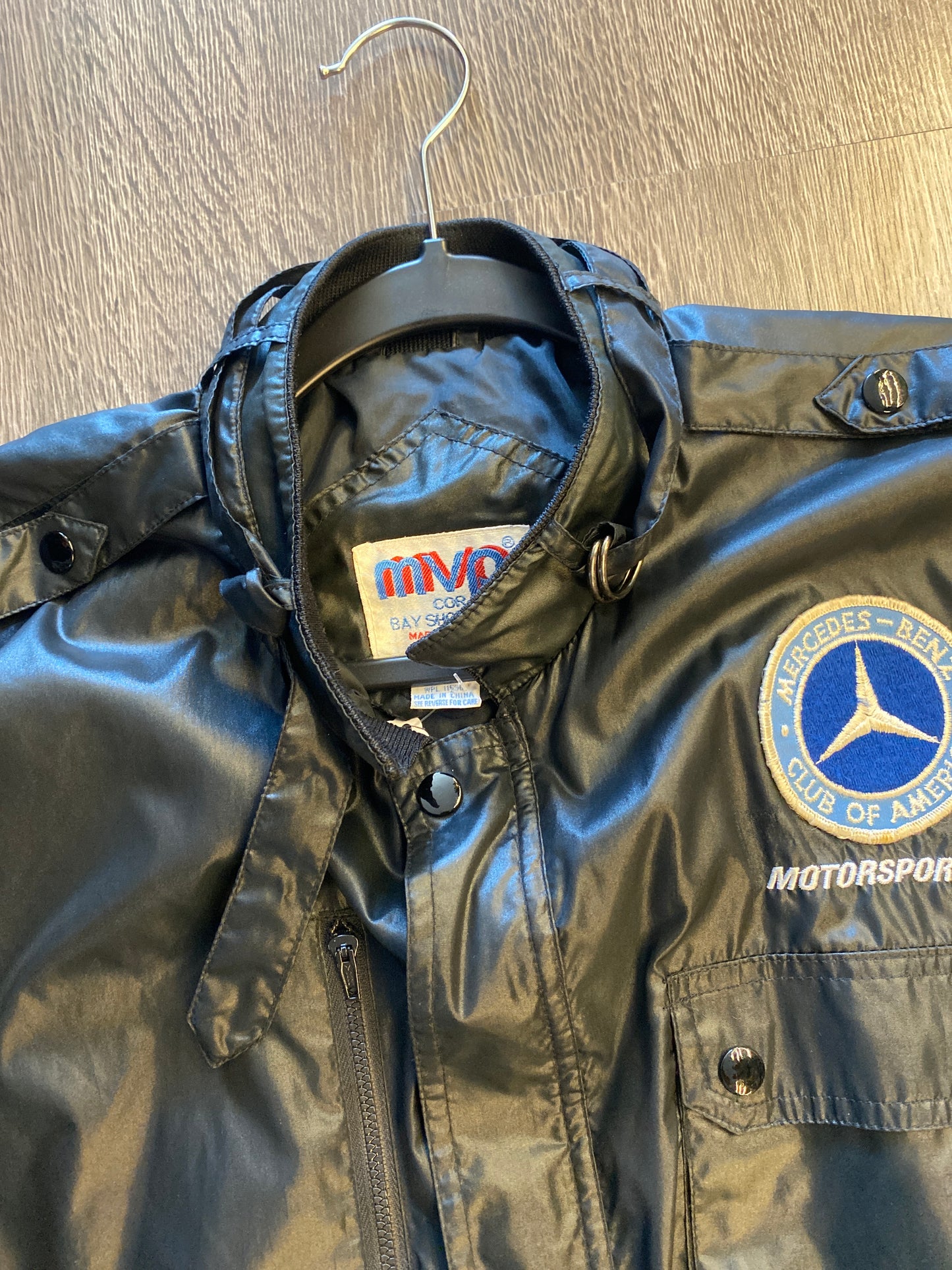 Vintage Mercedes Benz Club Of America Motorsports Nylon Jacket Black Sz Large