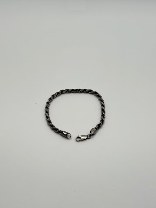 .925 Sterling Silver Rope Chain Bracelet 8”