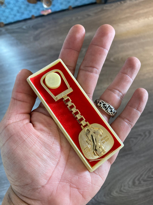 Vintage Novelty Gold Link Tone Virgo Zodiac Keychain