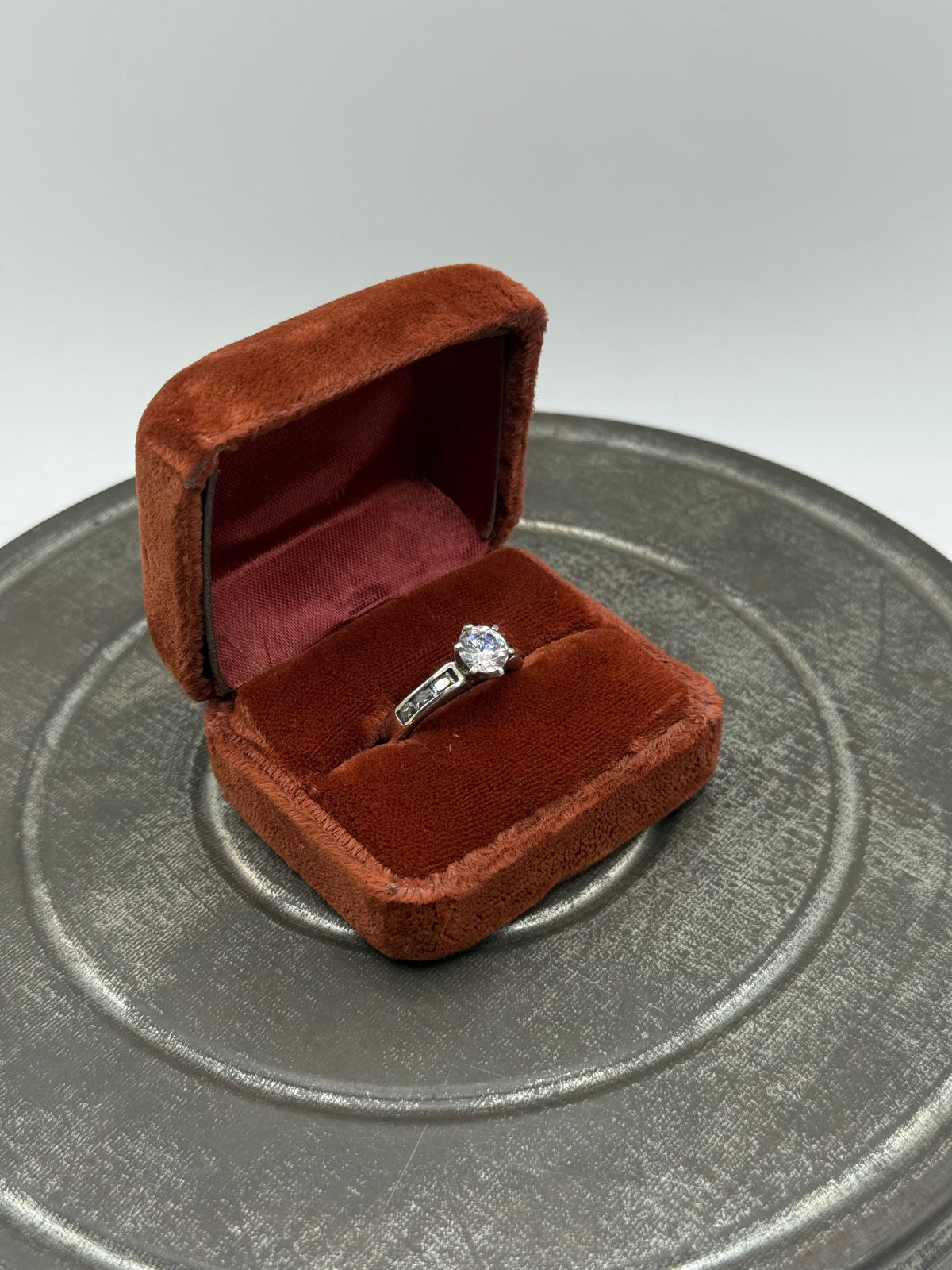 .925 Sterling Silver Clear CZ Solitaire Ring Channel Set Accents – Classic Sz. 8.5