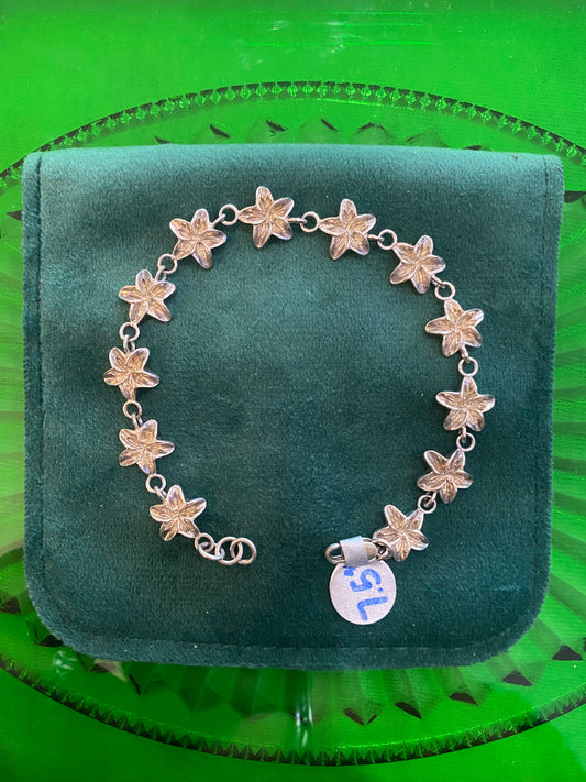 .925 Sterling Silver Star Bracelet 7.5”