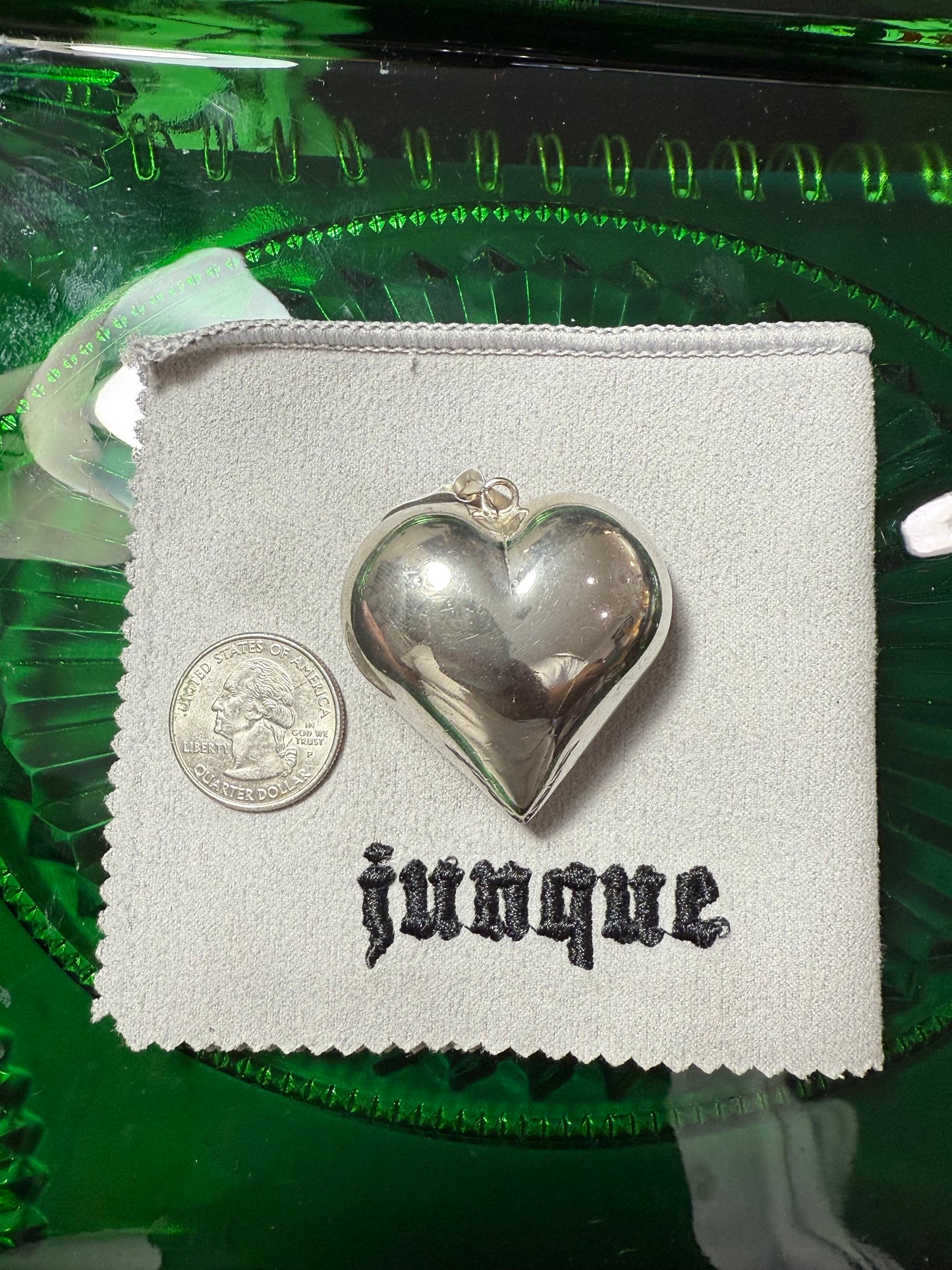 .925 Sterling silver large heart pendant