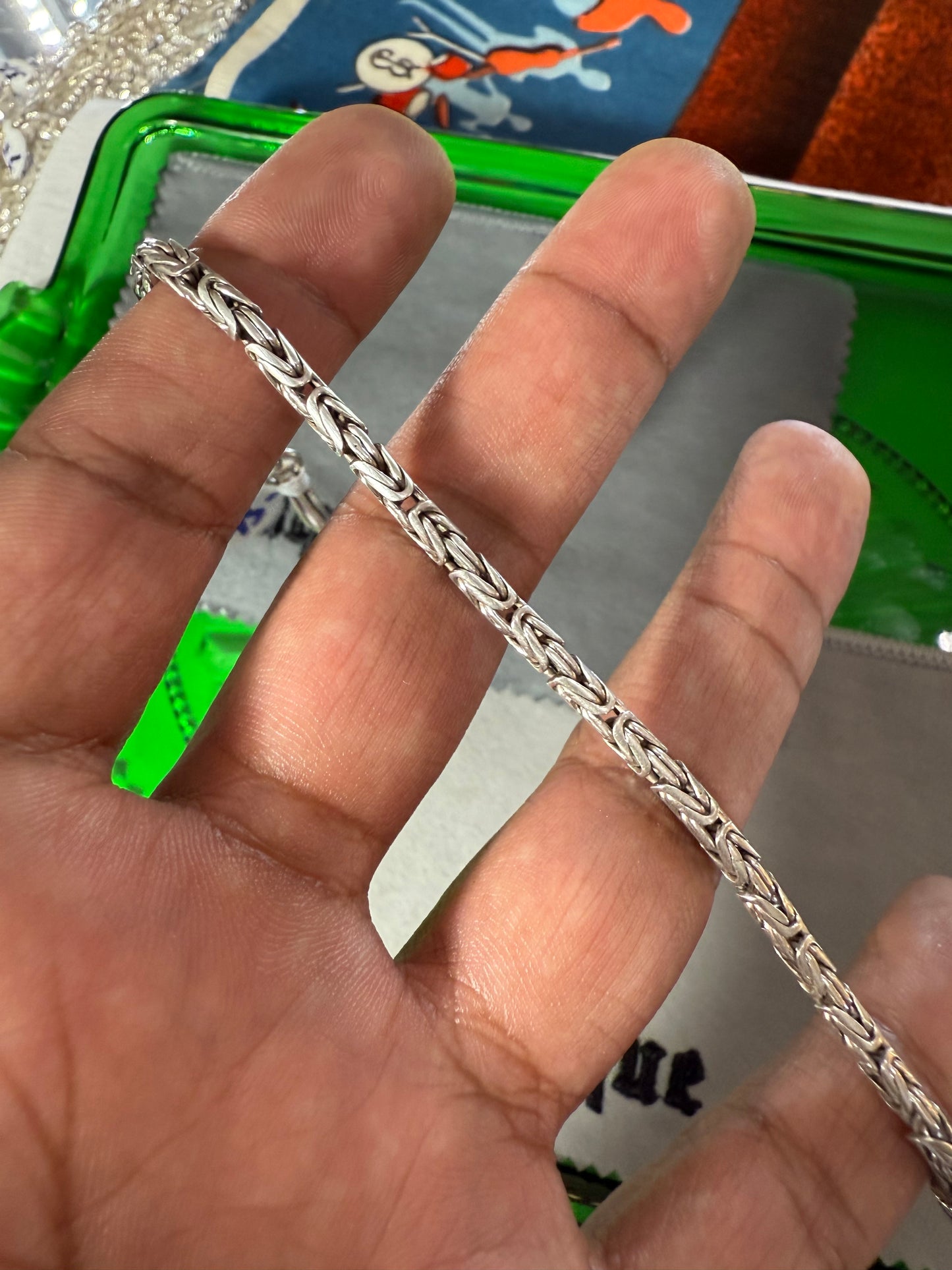 .925 Sterling Silver Mexican link bracelet 7.5”