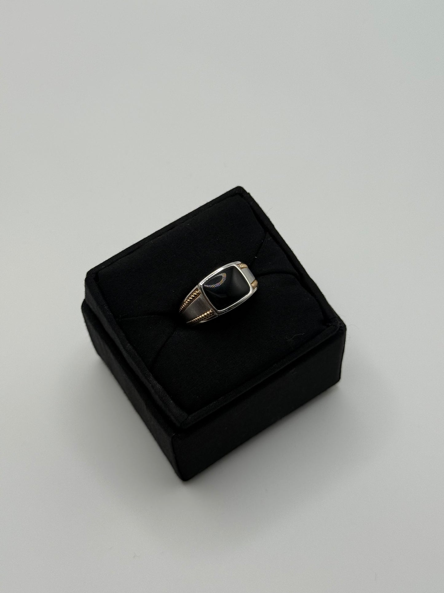 .925 Sterling Silver Black Onyx Signet Ring Sz. 10
