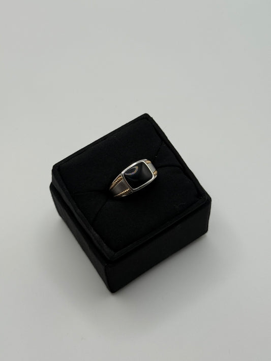 .925 Sterling Silver Black Onyx Signet Ring Sz. 10