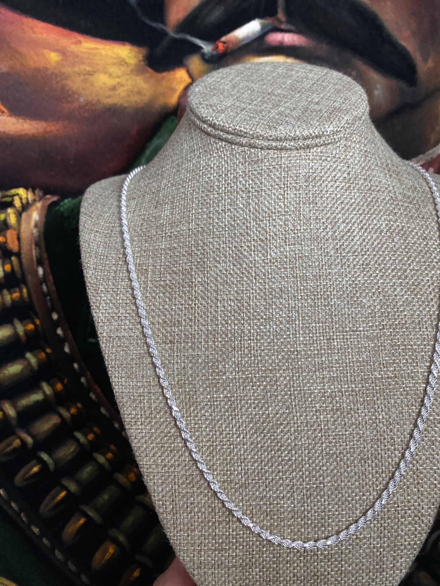 .925 Sterling Silver Solid Rope Chain 28”