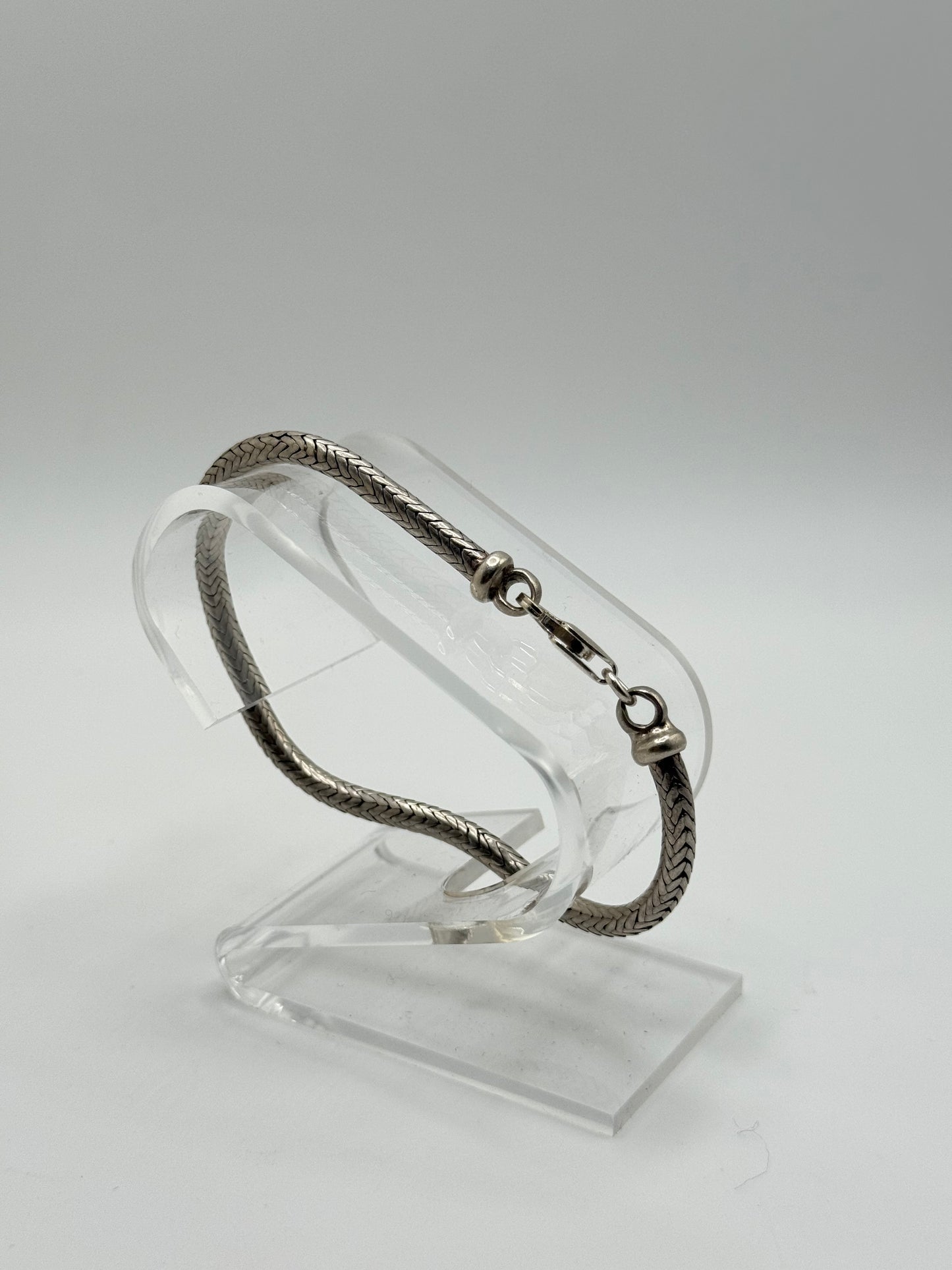 .925 Sterling Silver Herringbone Rope Bracelet 8in