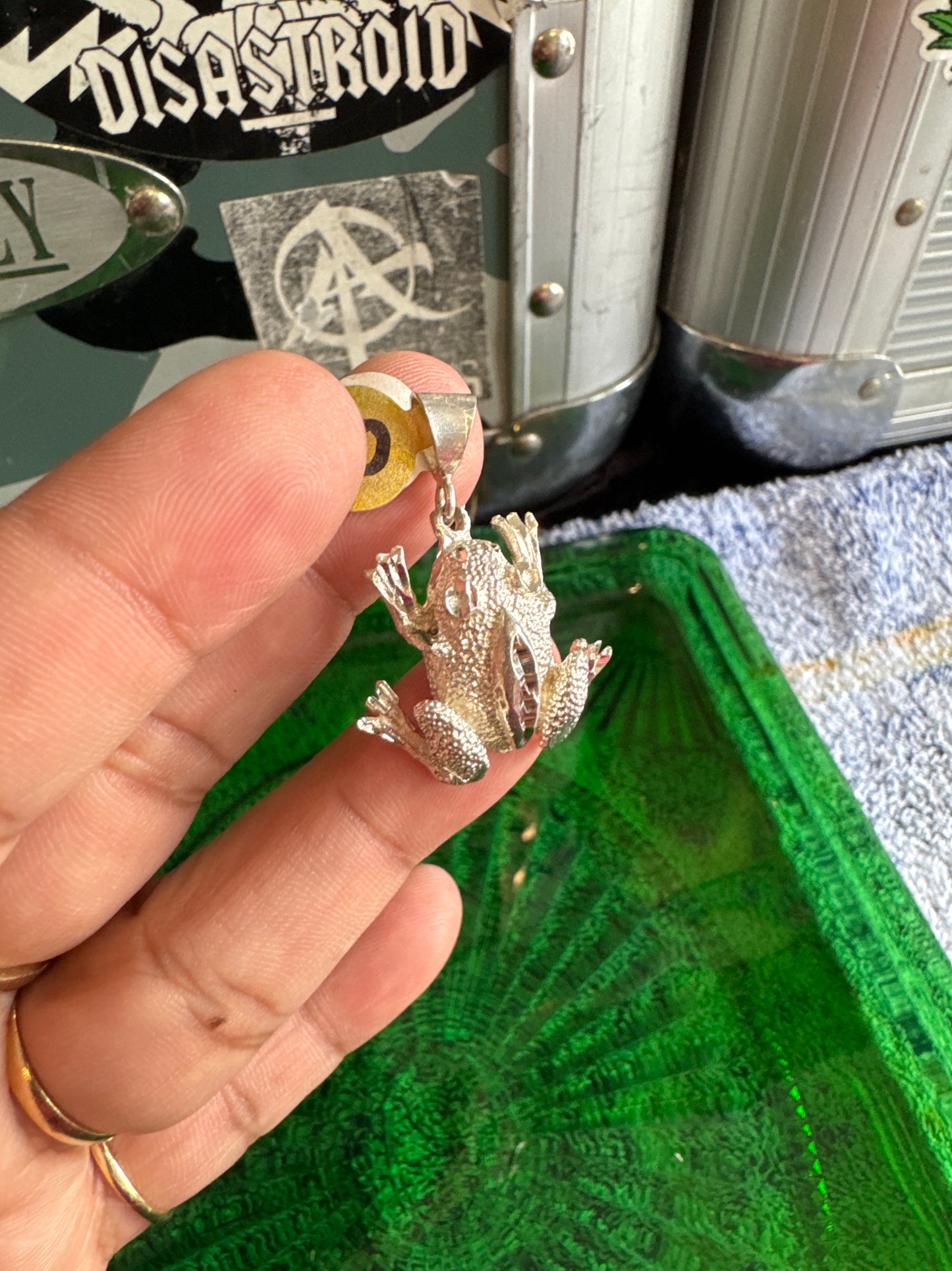 .925 Sterling Silver frog pendant