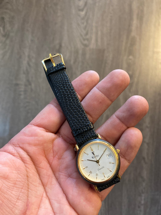 Vintage Classic Leather Strap Watch White Dial