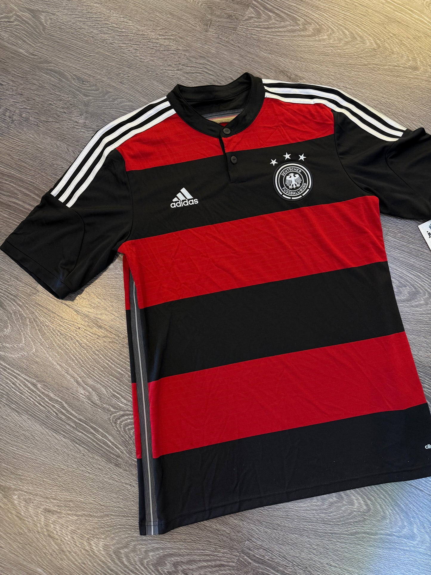 Vintage Adidas Germany National Team Soccer Jersey Black Red Striped Football Shirt sz.L