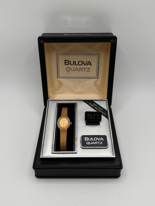 Bulova Quartz Women’s Gold Tone Diamond Accent Wristwatch w/ Original Box