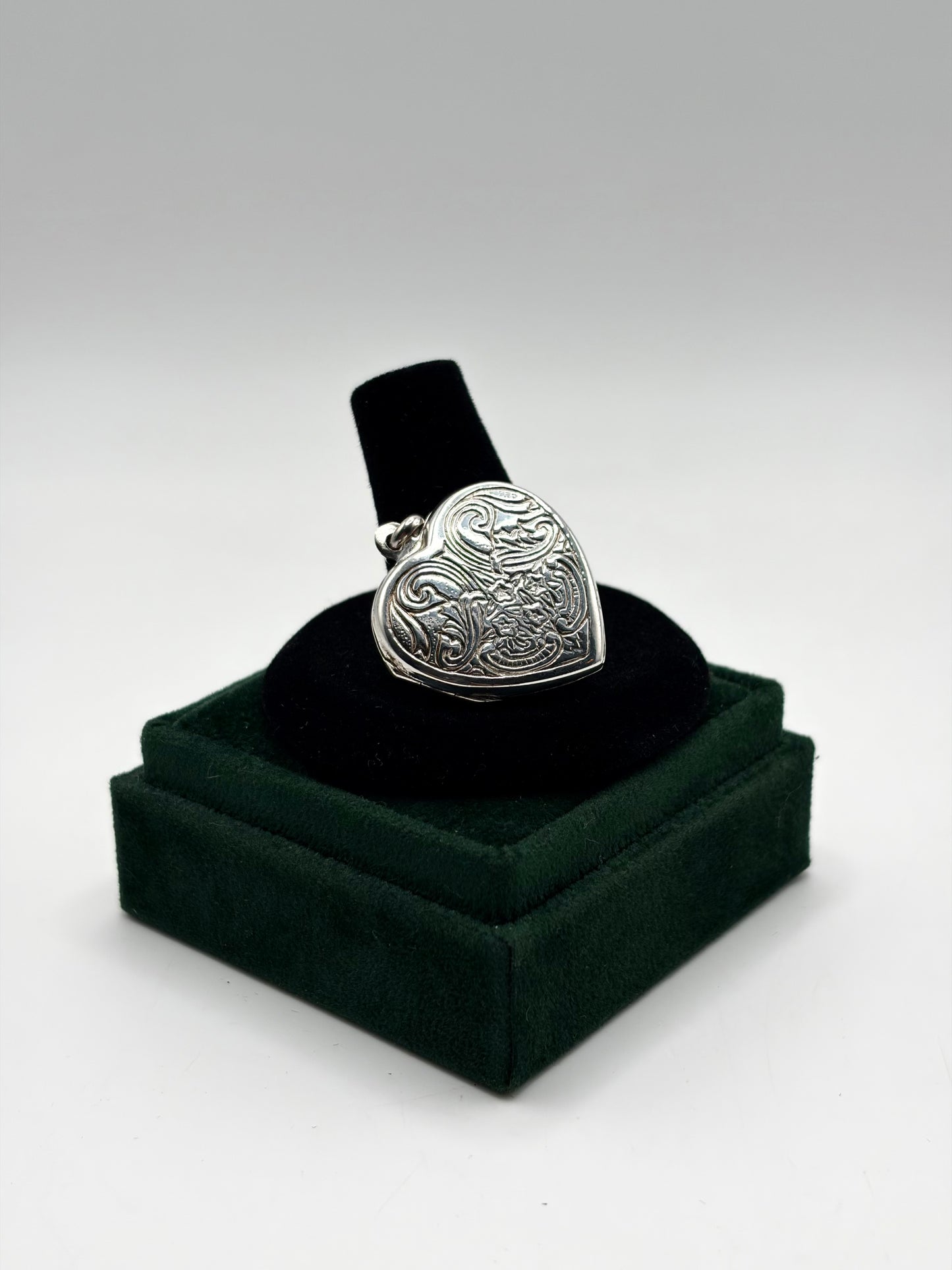 .925 Sterling Silver Engraved large Heart Locket Pendant