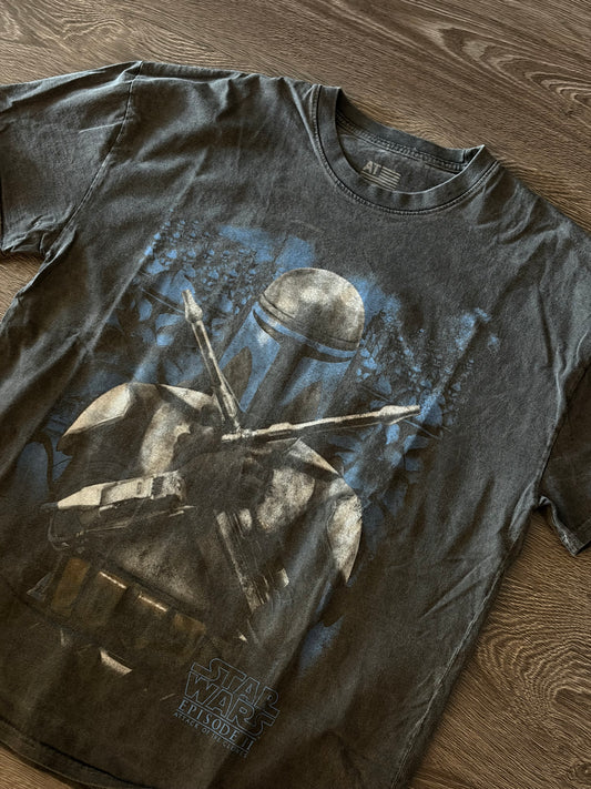 Star Wars Episode II Boba Fett Graphic T-Shirt – Vintage Wash Black Shirt Sz. XXL