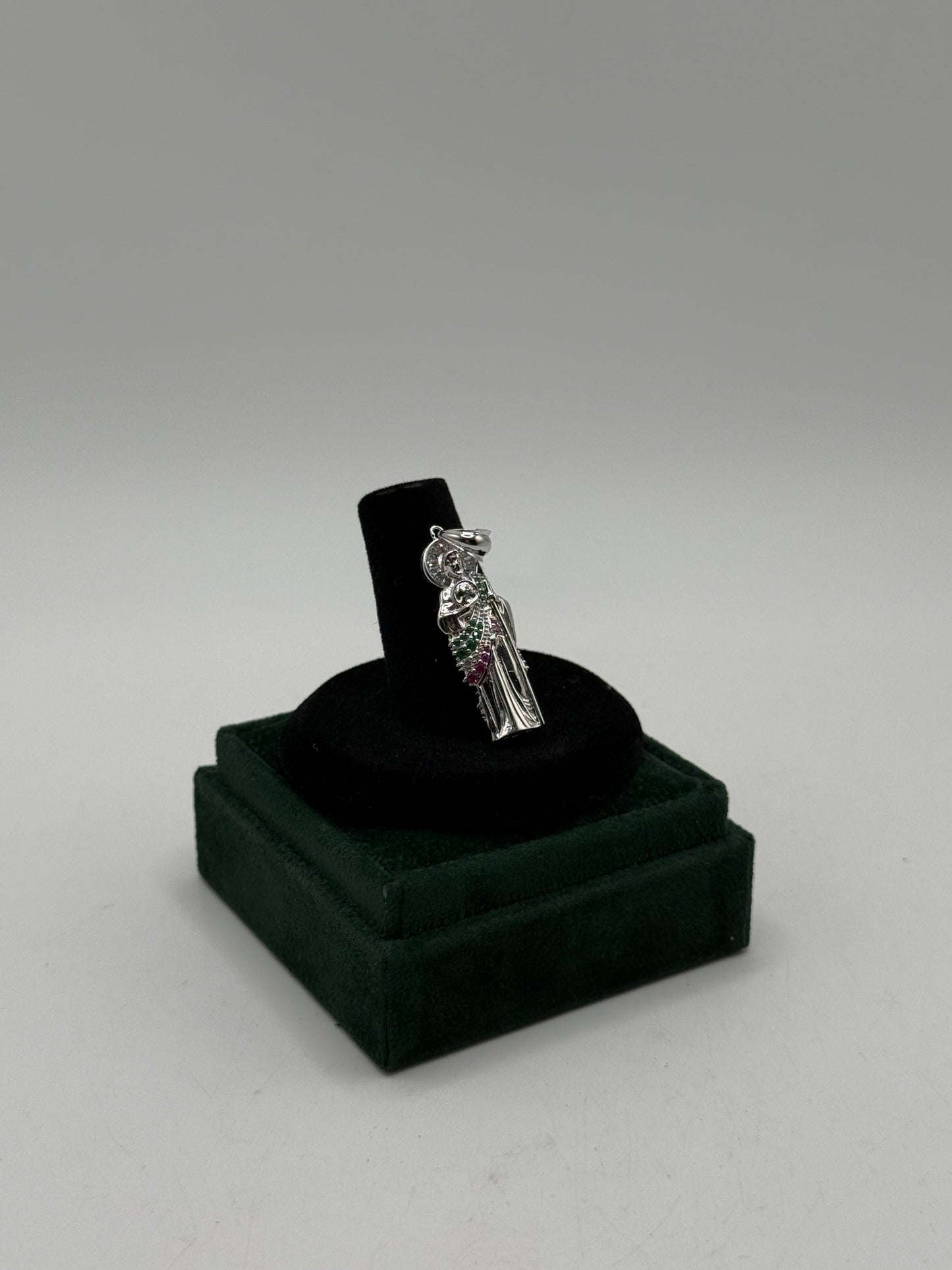 .925 Sterling Silver San Judas CZ Tri-color pendant 1.5”