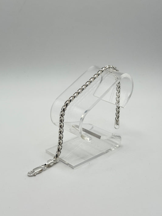 .925 Sterling Silver Flat Curb Chain Bracelet Sz. 8in
