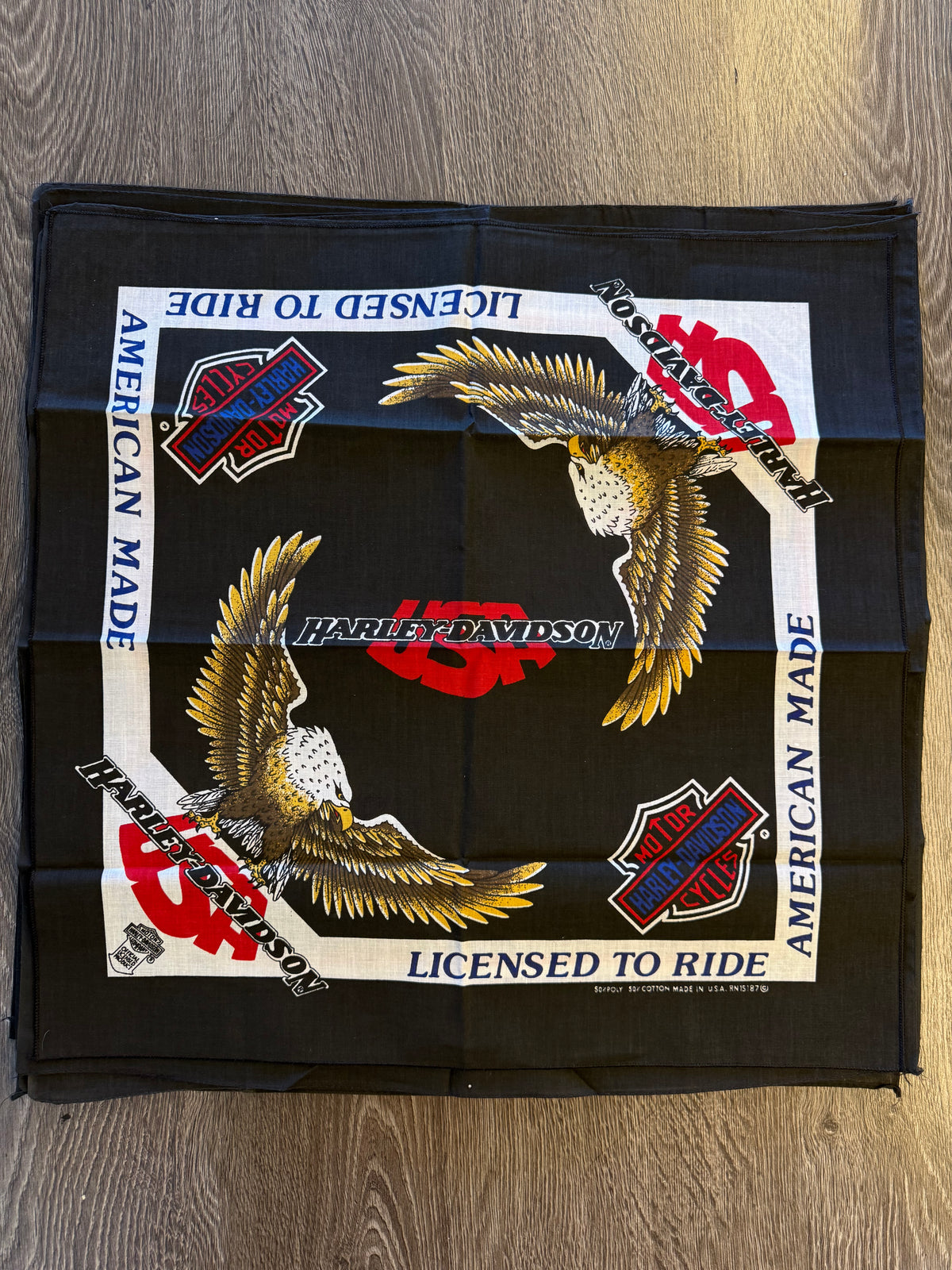 Vintage Harley-Davidson “Licensed to Ride” Eagle Made in USA Bandana NOS